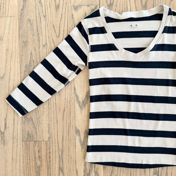 Three Dots Women’s Long Sleeve V-neck Striped 3/4 Sleeve Cotton Shirt Size Small - Picture 4 of 14